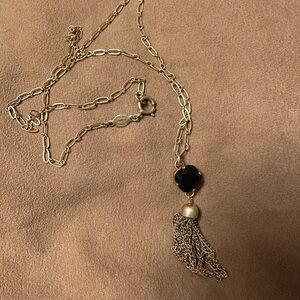 Catherine Popesco Gold Necklace with Black Swarovski Pendant